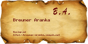 Breuner Aranka névjegykártya